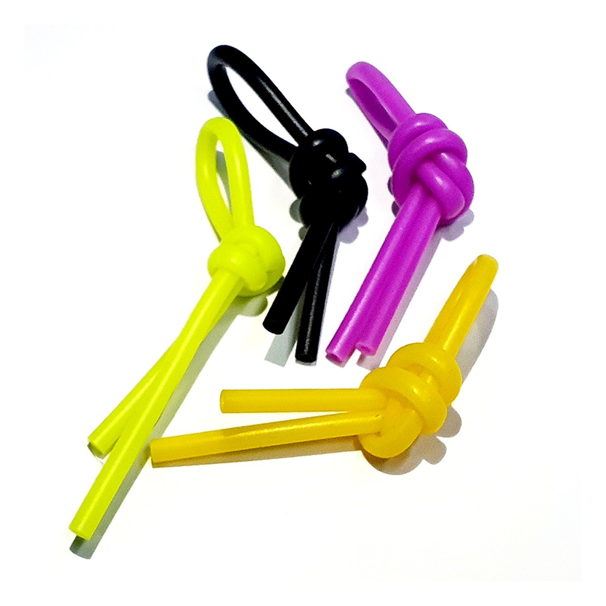 Silicone moulded beads strung on cord as a custom bag charm or keyring pendant